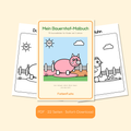 Bauernhof-Malbuch PDF mit Schwein auf dem Cover