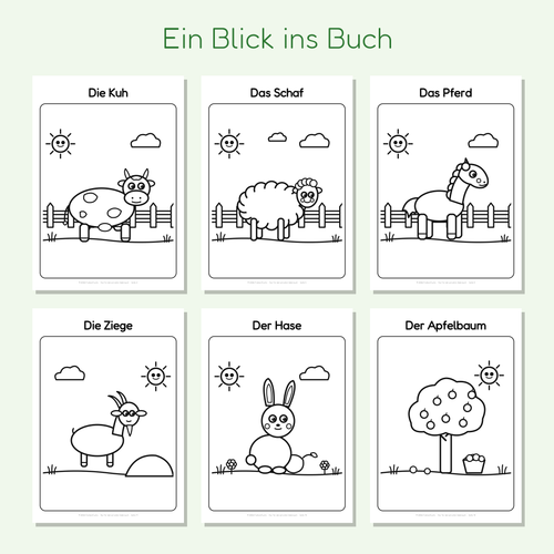 Vorschau: Ausmalbilder Kuh, Schaf, Pferd und mehr