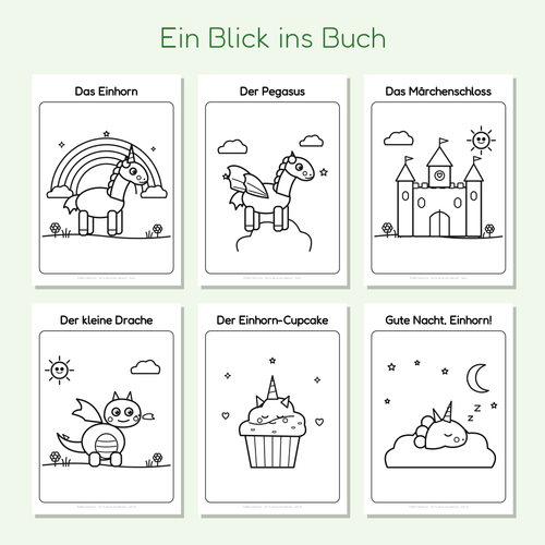 Vorschau: Ausmalbilder Einhorn, Pegasus, Schloss und mehr