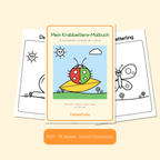 Krabbeltiere-Malbuch PDF mit Marienkäfer auf dem Cover