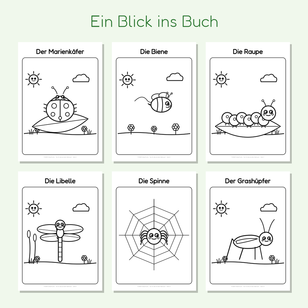 Vorschau der Krabbeltier-Ausmalbilder