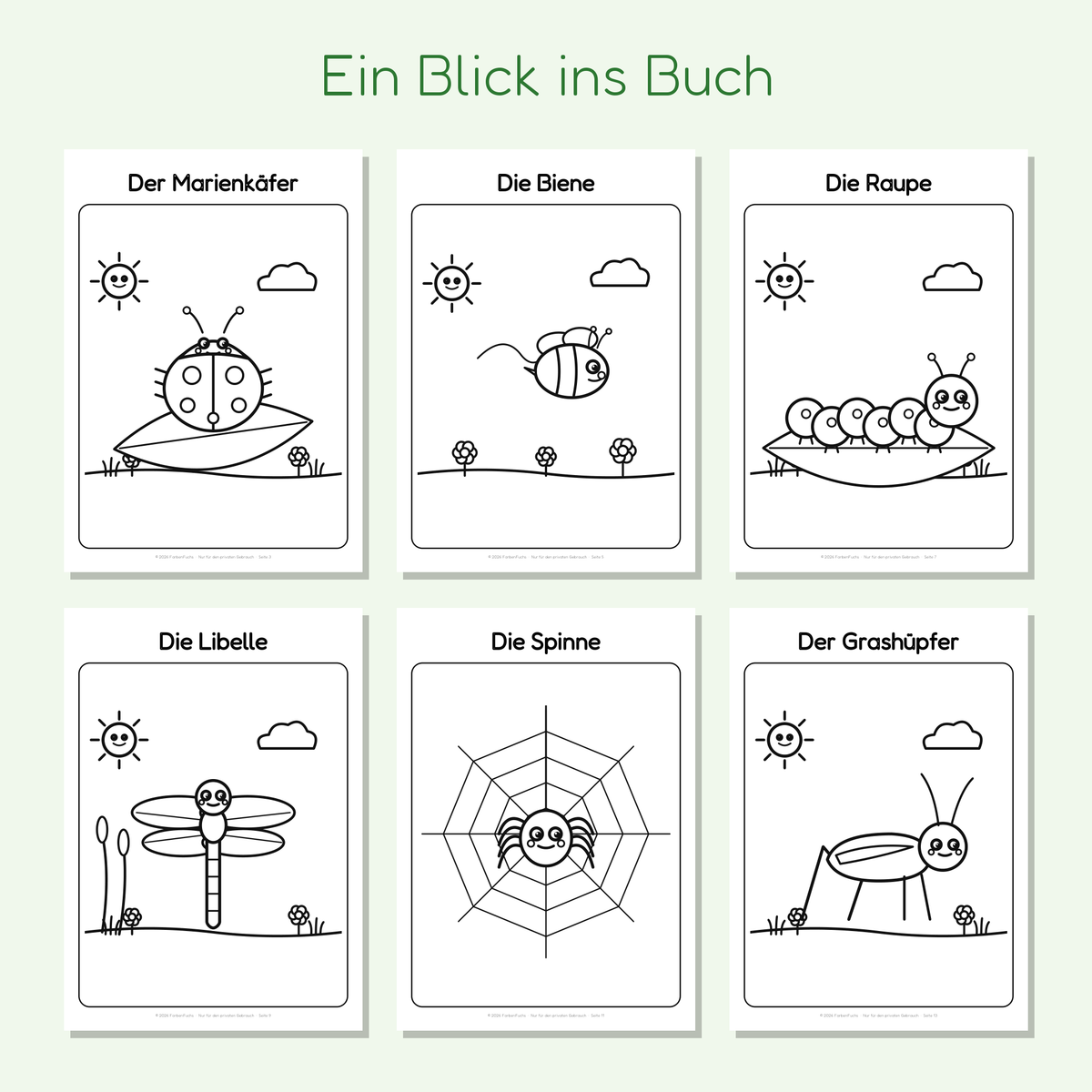 Vorschau der Krabbeltier-Ausmalbilder