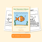Meerestiere-Malbuch PDF mit Clownfisch auf dem Cover