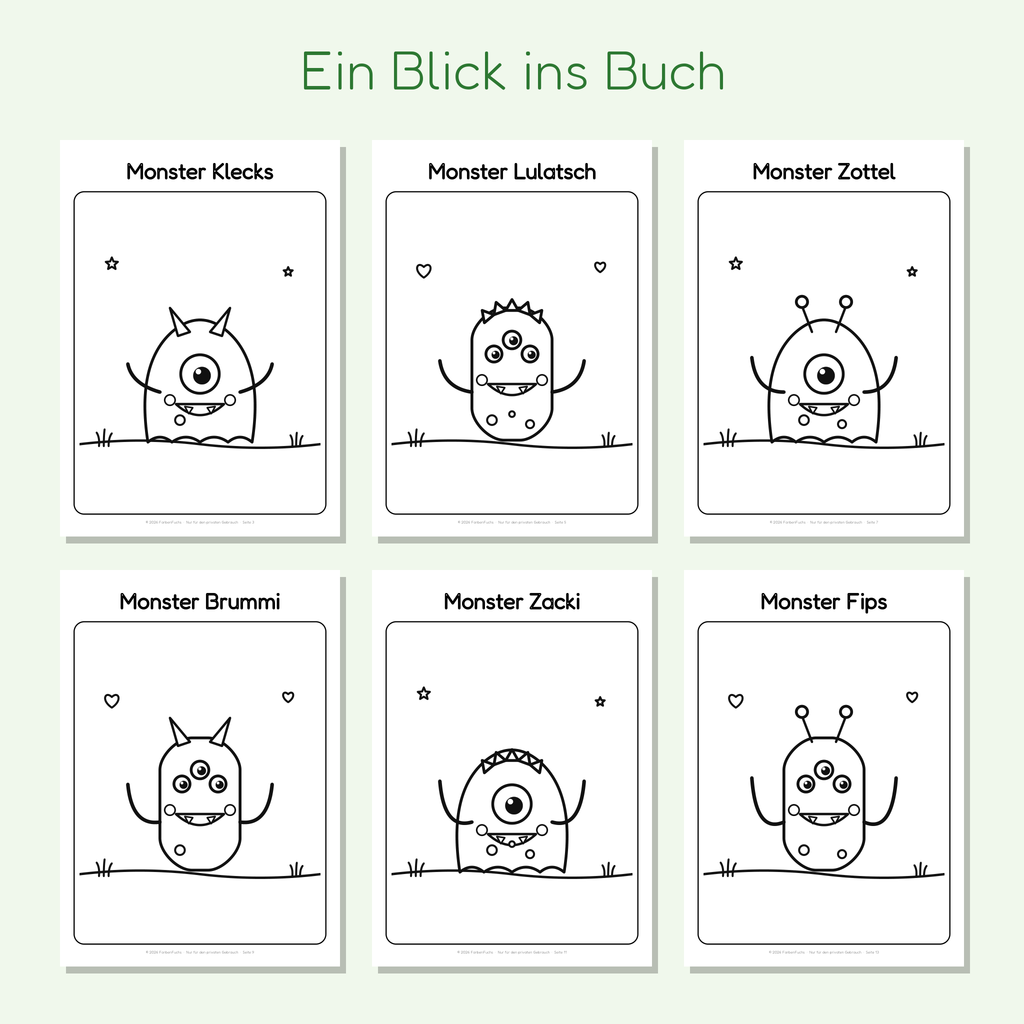 Vorschau der Monster-Ausmalbilder