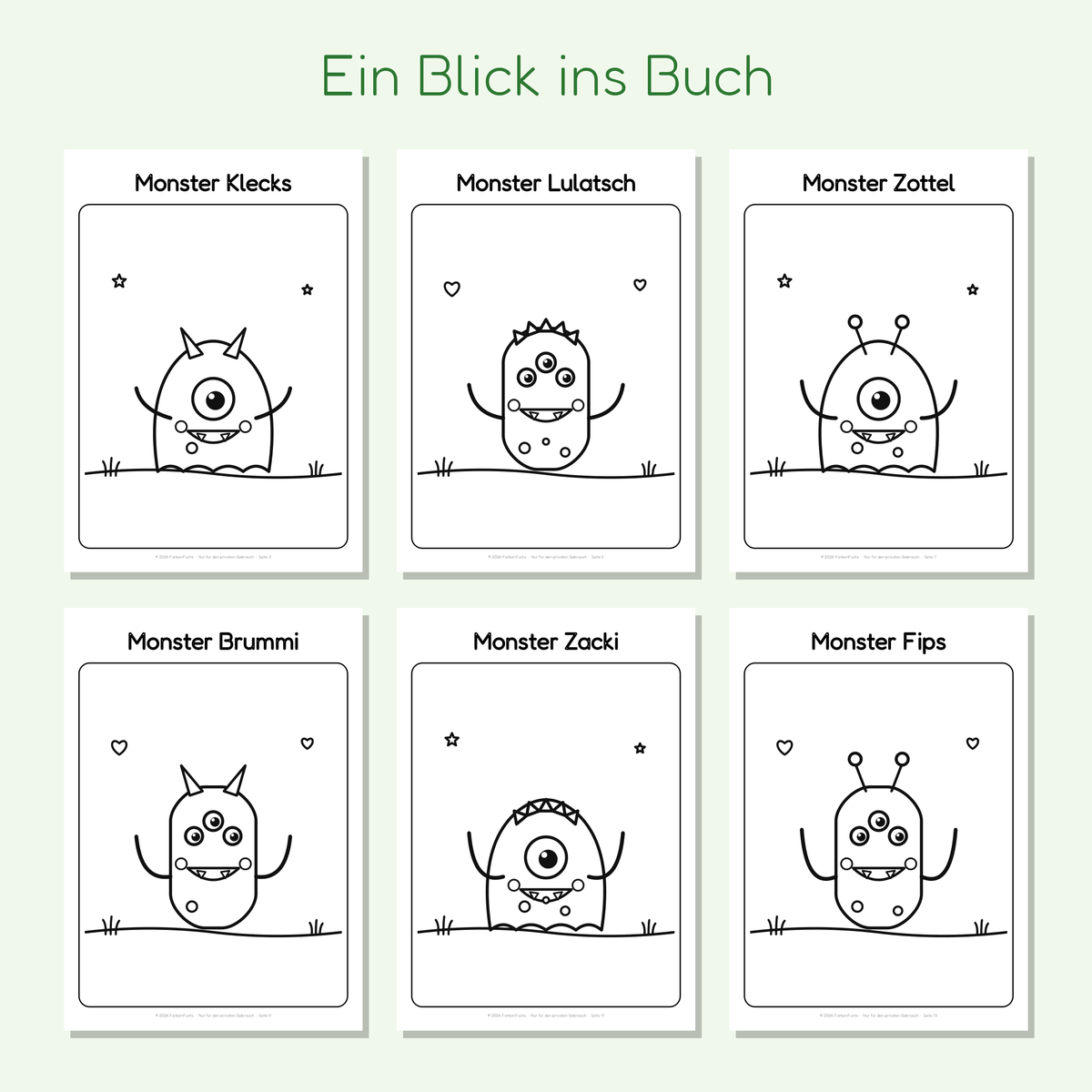 Vorschau der Monster-Ausmalbilder