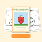 Obst und Gemüse Malbuch PDF mit Erdbeere auf dem Cover