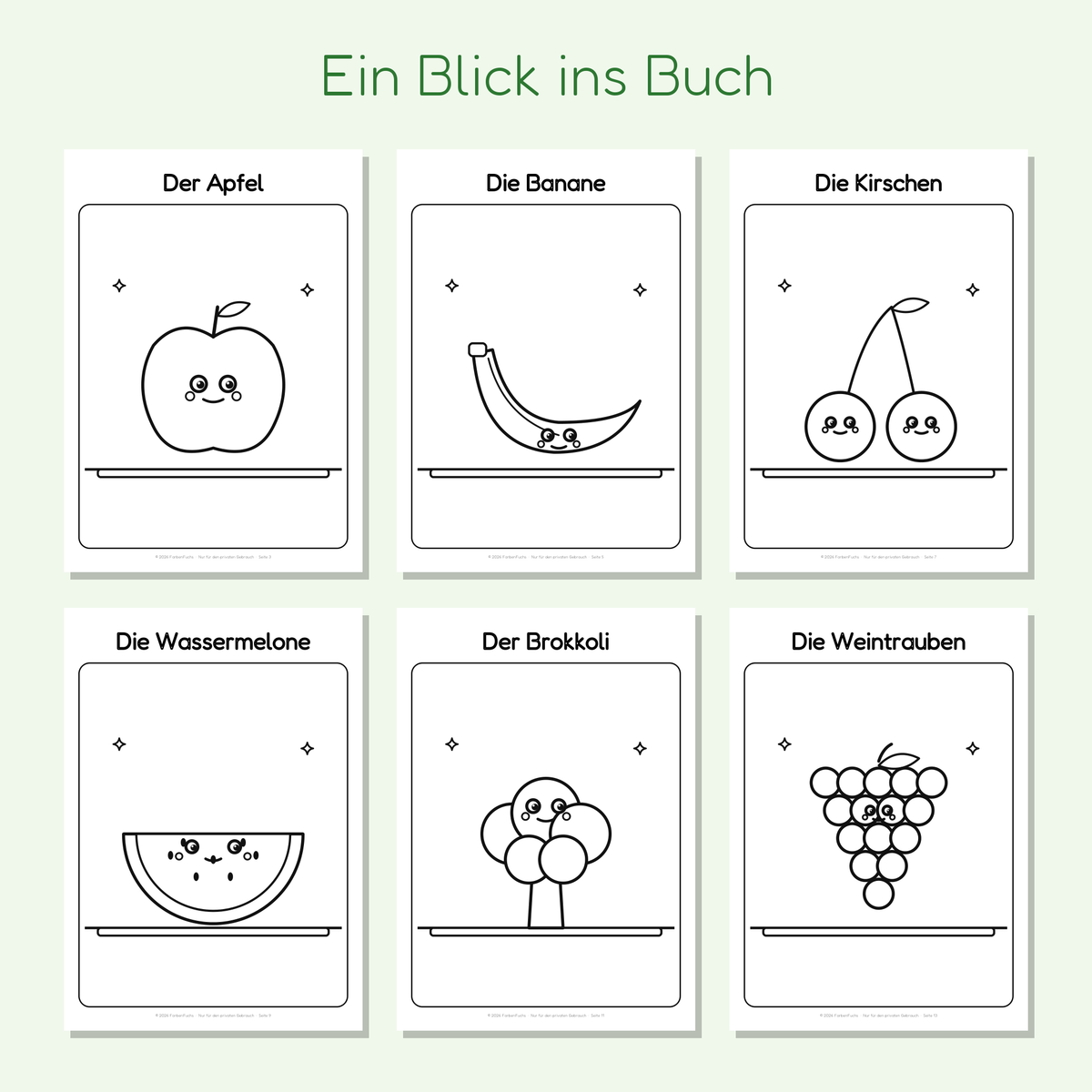 Vorschau der Obst- und Gemüse-Ausmalbilder