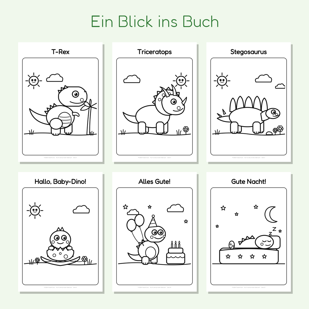 Dino-Malbuch für Kinder ab 3 – 19 Ausmalbilder als PDF zum Ausdrucken