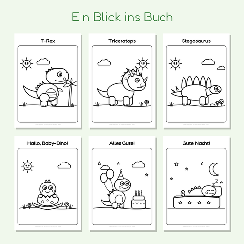 Dino-Malbuch für Kinder ab 3 – 19 Ausmalbilder als PDF zum Ausdrucken