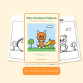 Waldtiere-Malbuch PDF mit Fuchs auf dem Cover