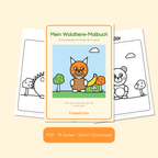 Waldtiere-Malbuch PDF mit Fuchs auf dem Cover