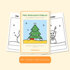 Weihnachts-Malbuch PDF mit Weihnachtsbaum auf dem Cover