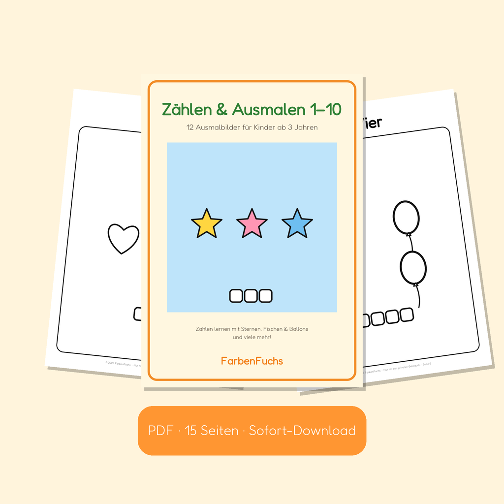 Zählen und Ausmalen 1–10 Malbuch PDF